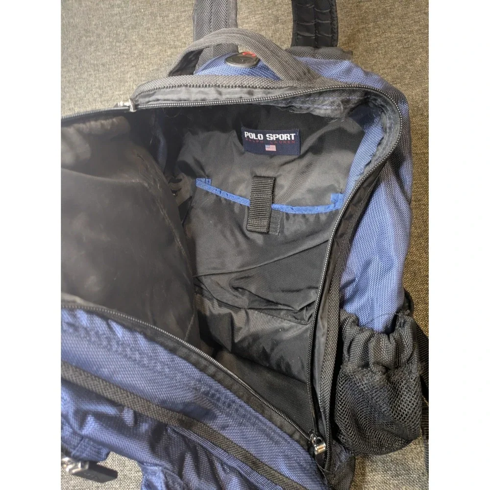 Vintage Polo Sport Ralph Lauren Blue Backpack School Bag Large USA VTG 90s